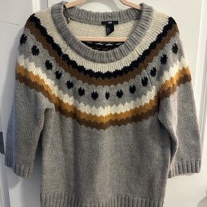 H&M gray “fair isle” style sweater! Size Large!